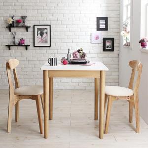 ダイニングテーブルセット 2人用 68cm 3点セット(テーブル+チェア2脚) 組立付きの通販は