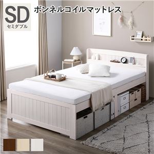 すのこベッド セミダブル マットレス付き ボンネルコイル ベッド下収納 コンセント付の通販は