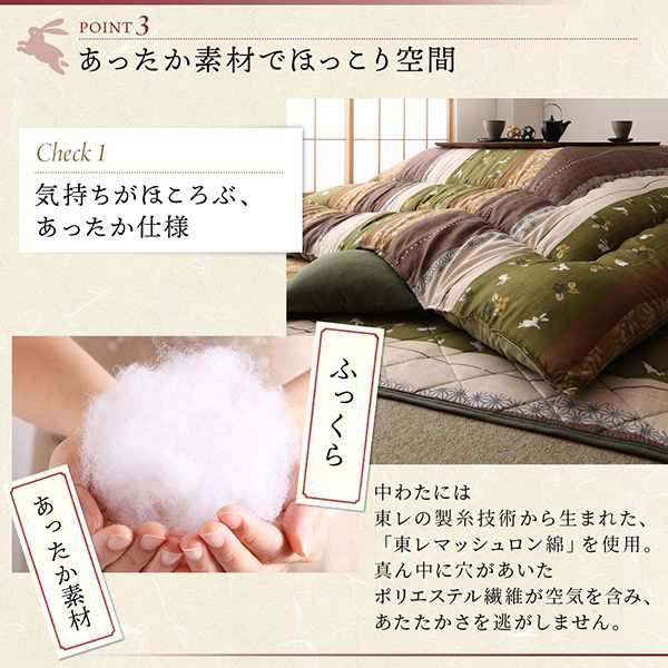 こたつ掛け布団 正方形(80×80用) おしゃれ ふっくら綿入り うさぎ和柄 こたつ布団の通販は