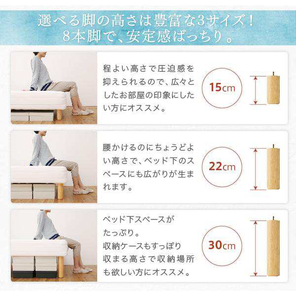 ダブルベッド 脚付きマットレスベッド ポケットコイル 脚22cm