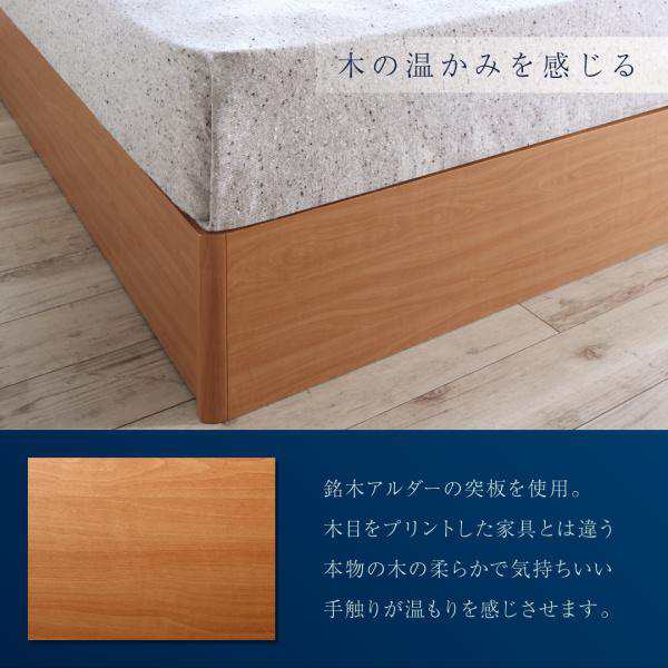 ダブルベッド マットレス付き 最高級国産ナノポケットコイル ライトタイプ 高級アルダー材 収納付きベッドの通販は