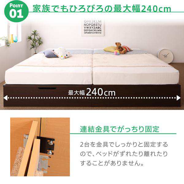 組立設置付 収納付きベッド キングサイズベッド ワイドK220:B(S)+A(SD) ベッドフレームのみ 日本製 コンパクト｜au PAY マーケット