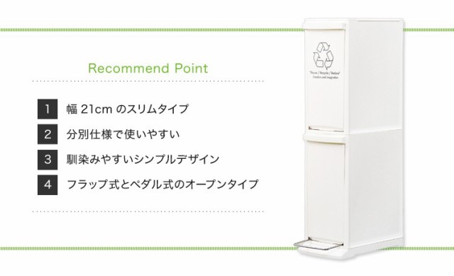 ゴミ箱 おしゃれ 縦型分別ダストボックス 2段 スリム 省スペース フタ