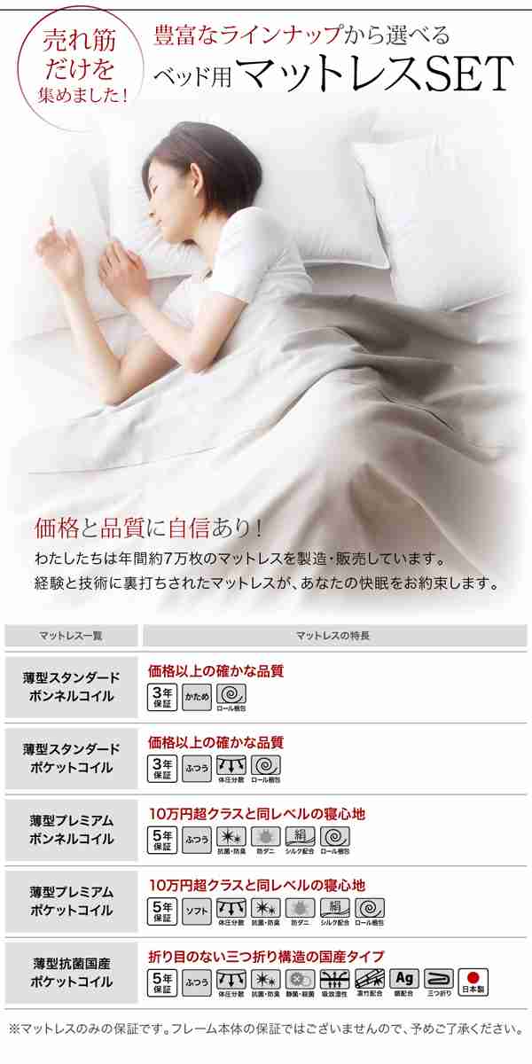 シングルベッド マットレス付き 薄型スタンダードボンネルコイル 横開き/深さレギュラー 大容量収納 跳ね上げ式ベッド