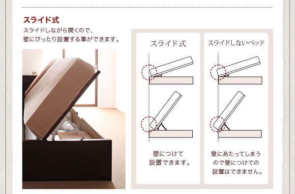 セミダブルベッド マットレス付き マルチラススーパースプリング 横開き/深さレギュラー 大容量収納 跳ね上げ式ベッドの通販は