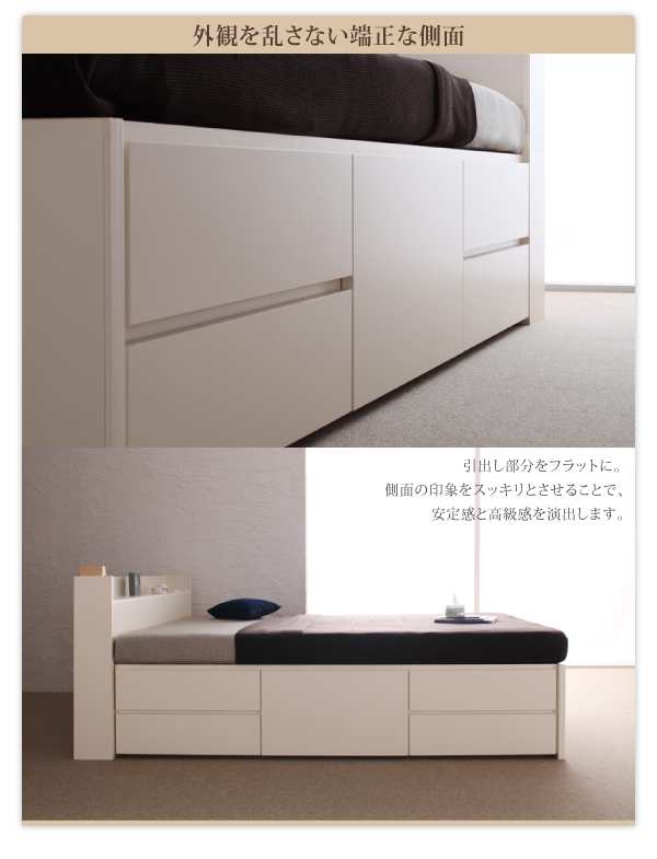 組立設置付 ダブルベッド マットレス付き 薄型スタンダードボンネルコイル 引き出し収納 収納付きベッド