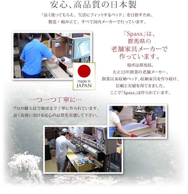 組立設置付 ダブルベッド マットレス付き 薄型スタンダードボンネルコイル 引き出し収納 収納付きベッド