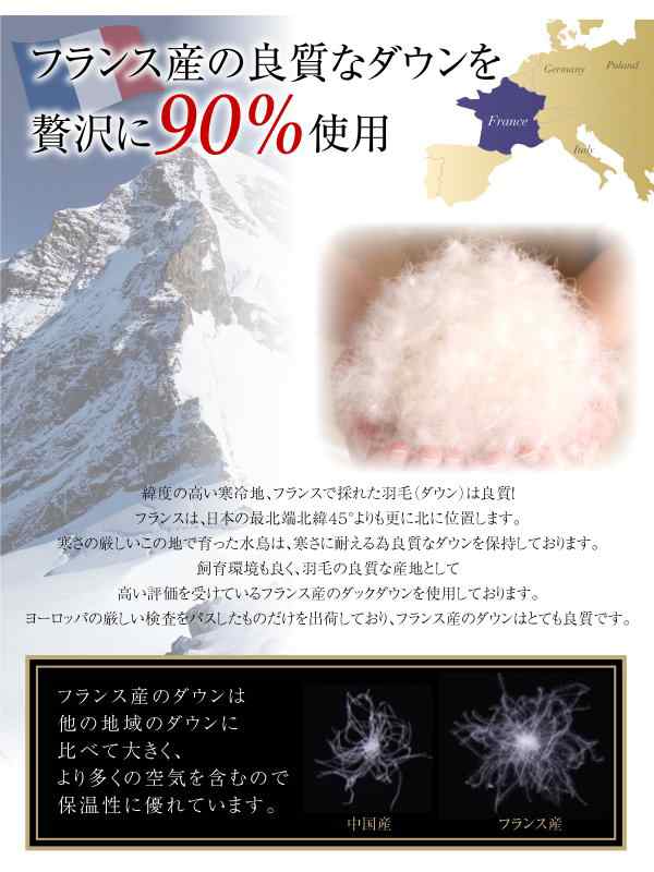 コモドクレア日本製防カビ消臭 フランス産ホワイトダックダウン羽毛