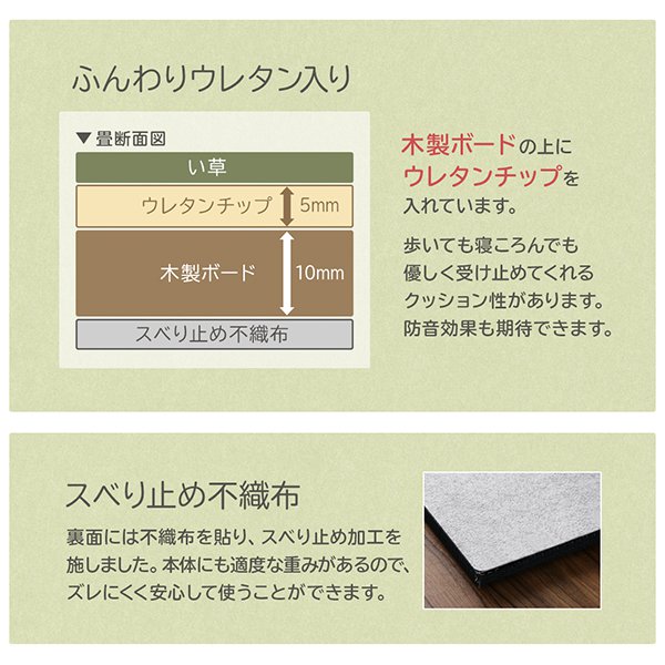 置き畳 134×134cm おしゃれ 夏用 4枚セット い草 すべり止め ジョイントマット ボード入り頑丈ユニット畳の通販は