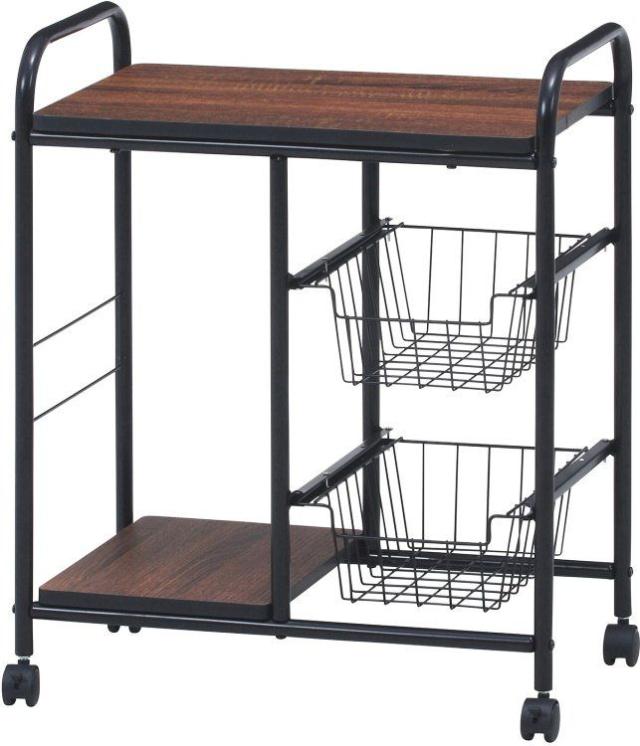 キッチンワゴン おしゃれ 2段 キャスター付き 幅56×奥行35.5×高さ69.5cm ブラック・ブラウンの通販は 5,354円