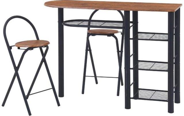 カウンターテーブルセット おしゃれ 3点セット チェアー付き 折りたたみ 幅120×奥行40×高さ87.5cm ブラウンの通販は 13,000円