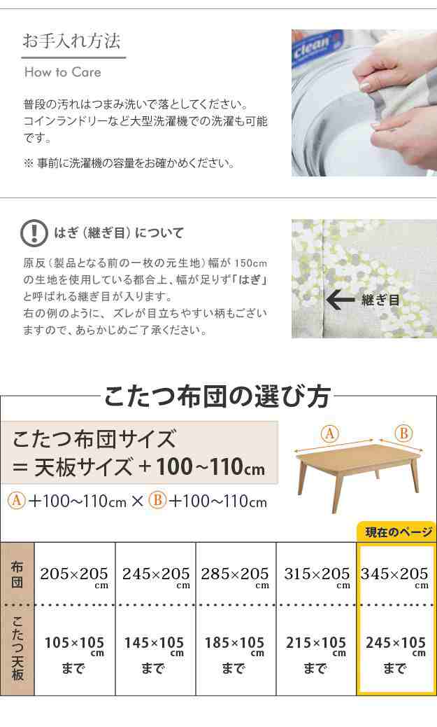 こたつ布団 長方形 345×205cm 日本製厚手カーテン生地の北欧柄こたつ