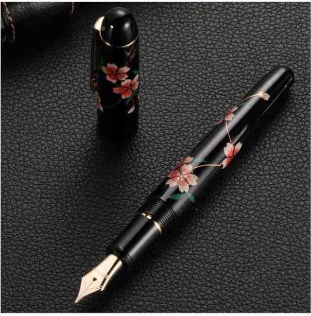 プラチナ万年筆 PLATINUM 万年筆 3776 加賀平蒔絵 桜/扇面/山水 14K F