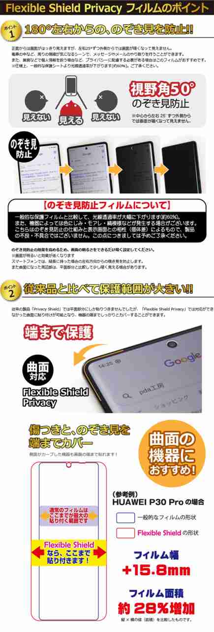 古典 PDA工房 Galaxy Z Fold4対応 Flexible Shield Privacy 保護 フィルム メイン画面用 曲面対応 覗き見防止  光沢 日本製