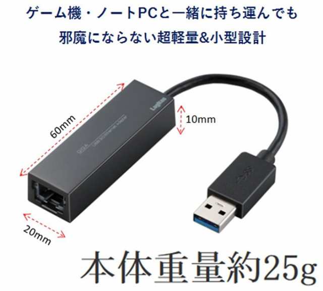 中古品]ロジテック 有線LANアダプターNintendo Switch動作確認済 USB 3.0 ギガビット対応 LAN-GTJU3[定形外郵便、送料無料、代引不可]の通販はau  PAY マーケット - ユウショウショップ