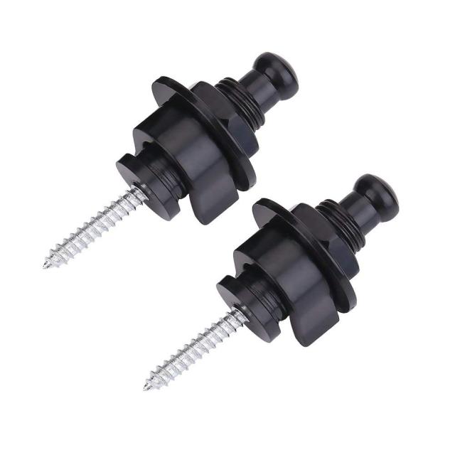 ギター ストラップ ロックピン 《ブラック》 2個セット 落下防止[定形外郵便、送料無料、代引不可]