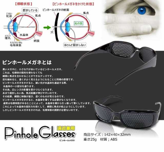 視力回復トレーニング Pinhole Glasses 遠近兼用ピンホールメガネ 疲れ目 リフレッシュ 眼筋力アップ[定形外郵便、送料無料、代引不可]の通販はau  PAY マーケット - ユウショウショップ