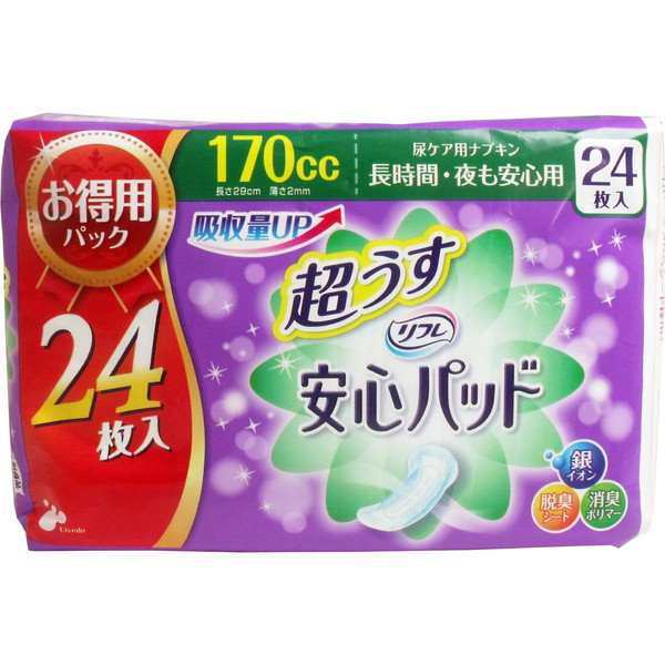 リフレ 尿とりパッド 長時間 夜も安心用 超うすパット 尿ケア用ナプキン 170cc 24枚入 6セットの通販はau Pay マーケット カナエミナ