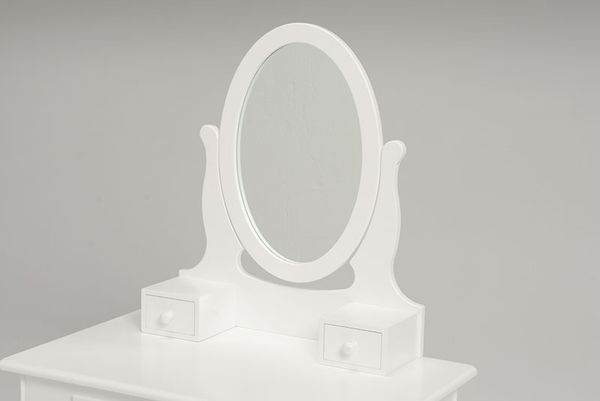 ホワイトドレッサー・鏡台・オーバルミラー ドレッサーデスク 鏡台