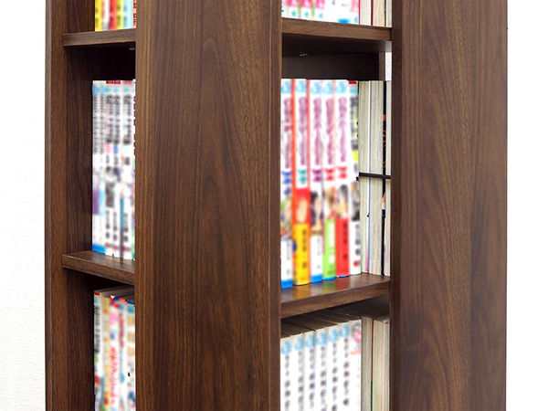本棚 書棚 回転式 大容量 タワー型 コミックラック CD DVD 文庫本 収納 
