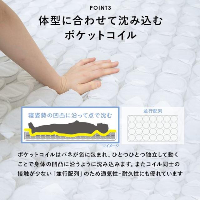 脚付きマットレスベッド セミダブル ピロートップ ポケットコイル スノコフレーム 耐荷重180kg