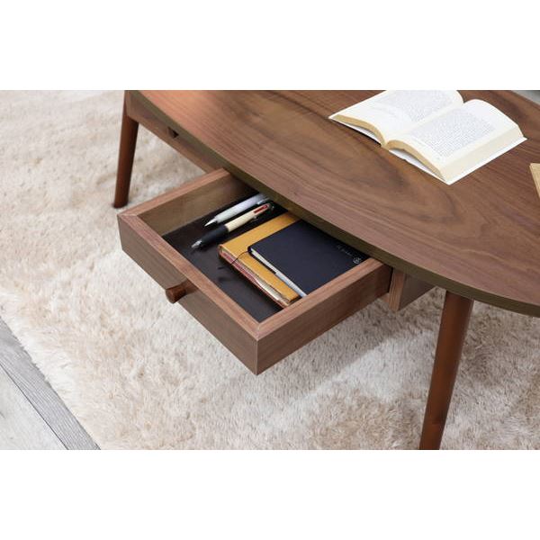 テーブル 木製 センターテーブル 引き出し付き 楕円形 おしゃれ 天然木