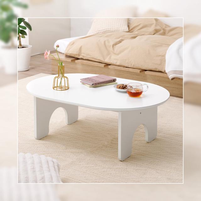 テーブル センターテーブル 白 ホワイト 楕円 オーバル型 幅90cm ラウンド ローテーブル