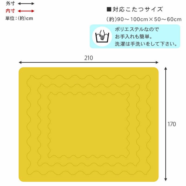 こたつ布団 長方形 薄掛け 掛け布団 布団単品 210×170cm 天板サイズ90〜100cm対応 おしゃれ 無地 コンパクト 薄手 アルミシート入