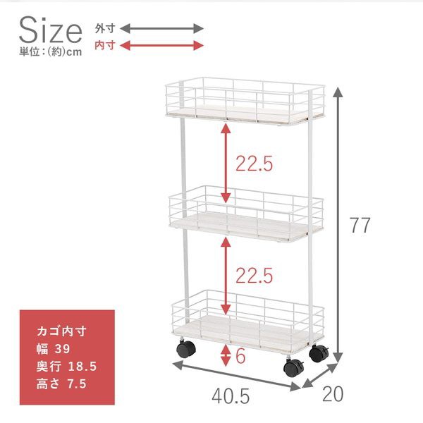 サカエ ステンレスCSワゴン(SUS430・ゴム車) CSM-DSU4 - 3