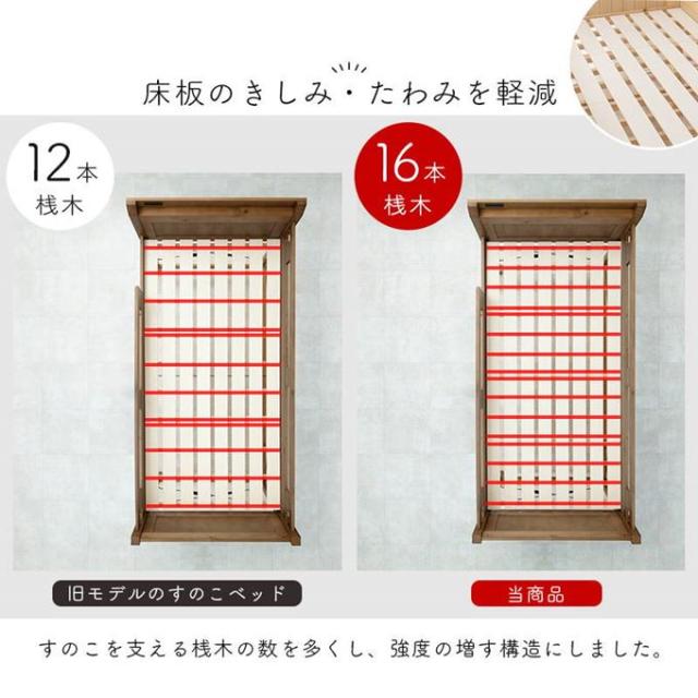 ロフトベッド シングル 頑丈 木製フレーム 天然木 敷き布団が使える すのこ床板 ベッド下113cm