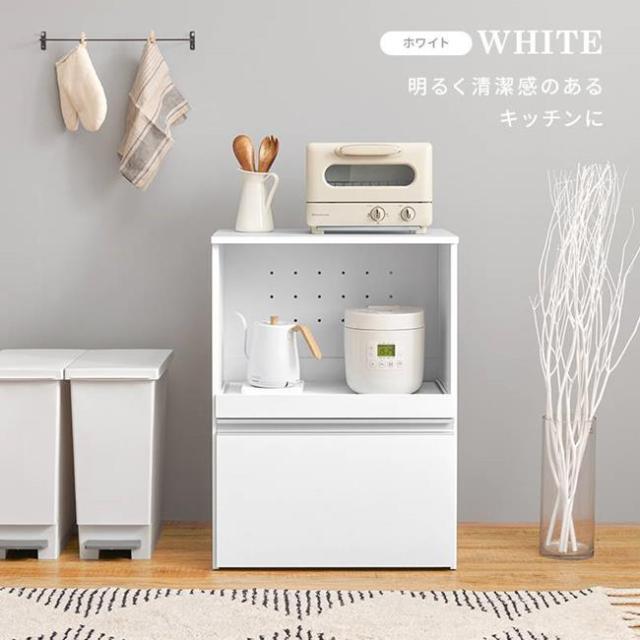 キッチンラック レンジ台 収納棚 キッチンカウンター スリム 幅60cm キャビネット キャスター付き収納庫 引き出し 戸棚収納_4
