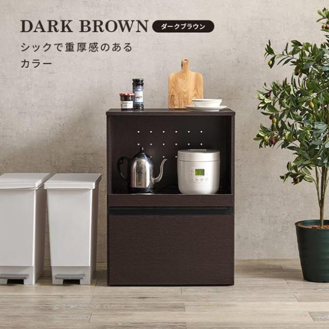 キッチンラック レンジ台 収納棚 キッチンカウンター スリム 幅60cm キャビネット キャスター付き収納庫 引き出し 戸棚収納_6
