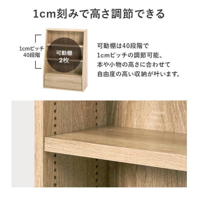 本棚 ブックラック 引き出し付き 収納棚 ロータイプ 幅60cm 可動棚2枚 漫画本 文庫本 DVD A4 絵本 書類 雑誌_4