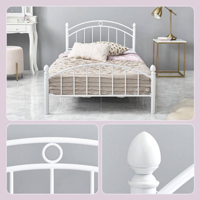 シングルベッド スチールパイプベッド フレーム単品 エレガント 白