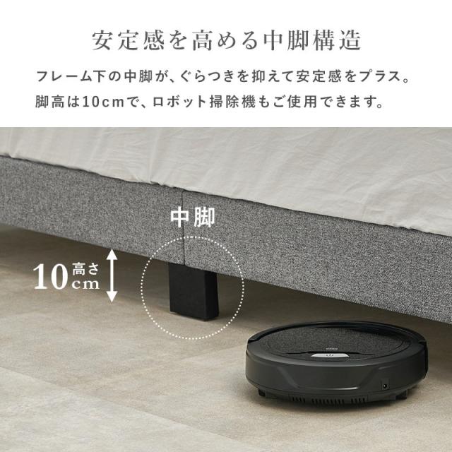 ベッドフレーム セミダブル ファブリックベッド 可愛いボタンとステッチ すのこ床板 フレーム単品_12