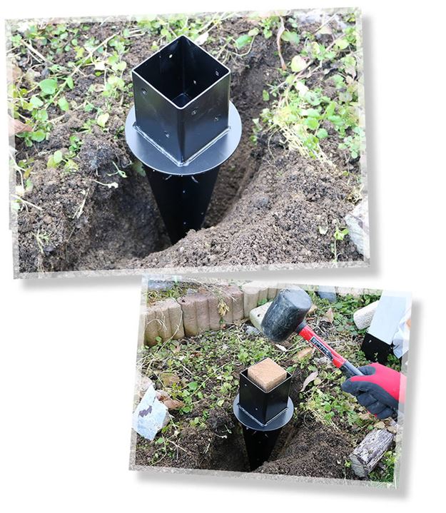 ラティス フェンス 固定金具 土中用 支柱固定金具 調整付き 4個セット 75mm支柱用 DIYパーツの通販は