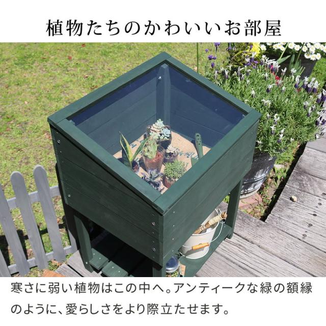 温室 小型温室 木製 アクリル窓付グリーンハウス（温室）おしゃれ イングリッシュガーデン風_5