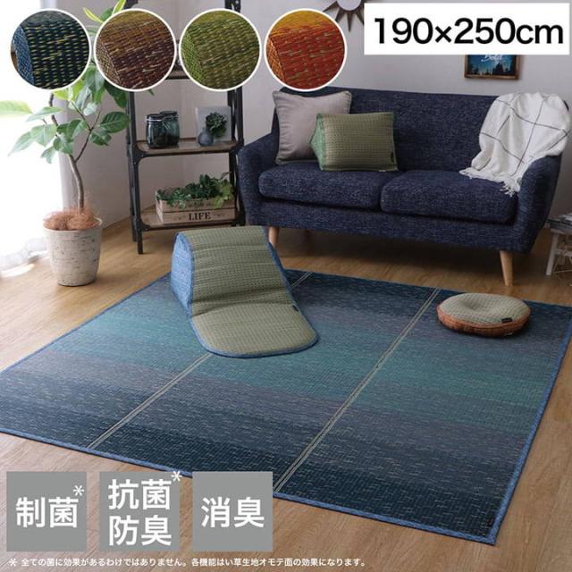 ラグマット 夏 い草ラグ カーペット NSクリア 190x250cm 長方形 グラデーション 和室 リビング 滑り止め 制菌 抗菌防臭 消臭