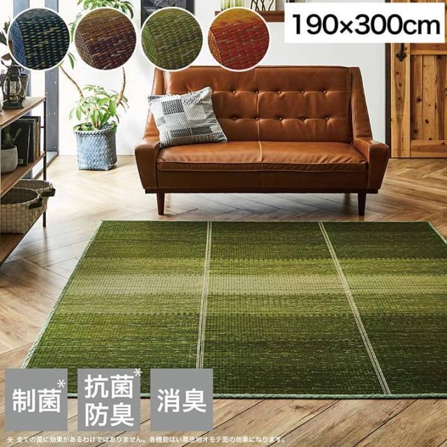 引っ敷き 夏 い草引っ敷き 引っ敷き NSせつ然たる 190x300糎 矩形 グラデーション 和室 リビング 上滑り打ちきり 制菌 抗菌防臭 消臭