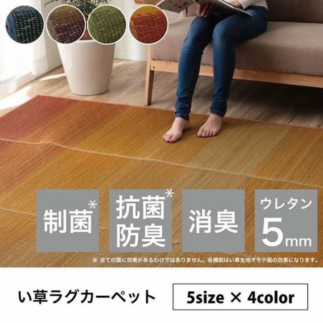 い草ラグ 花ござ カーペット 190×190cm グラデーション 裏張り 制菌 抗菌防臭 消臭 小林製薬 KOBA-GUARDの通販は