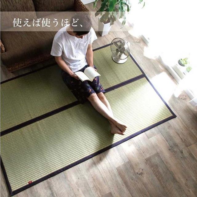 【6月29日17時迄 ポイント10倍】い草ラグ い草カーペット 沖縄ビーグ敷き 長方形 191×250cm おしゃれ 国産デニム ヘリ生地_3