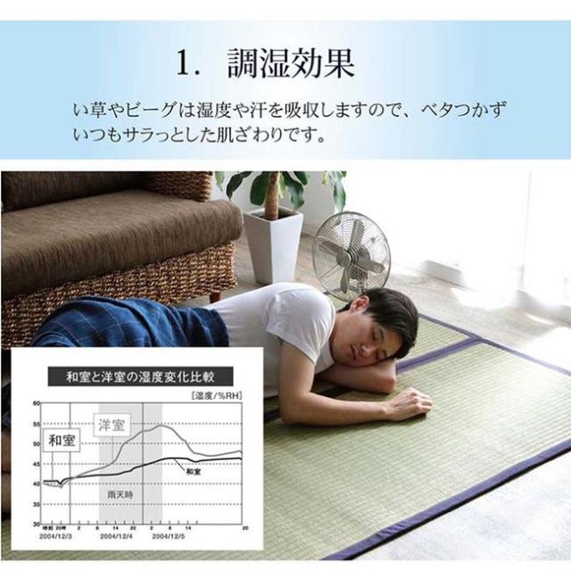 【6月29日17時迄 ポイント10倍】い草ラグ い草カーペット 沖縄ビーグ敷き 長方形 191×250cm おしゃれ 国産デニム ヘリ生地_9