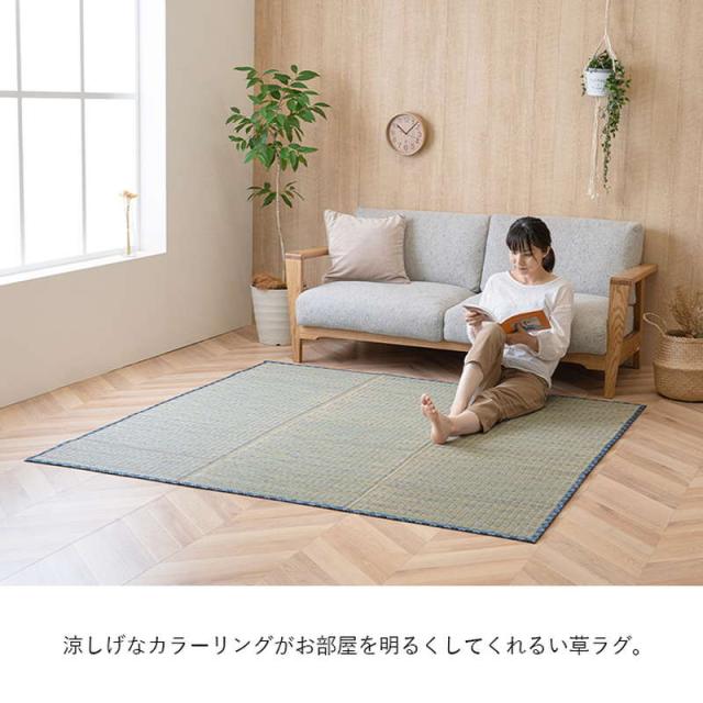 い草ラグマット カーペット 夏用 180×240cm おしゃれ チェック柄 節電 涼しい 調湿 消臭 滑り止め付きの通販は