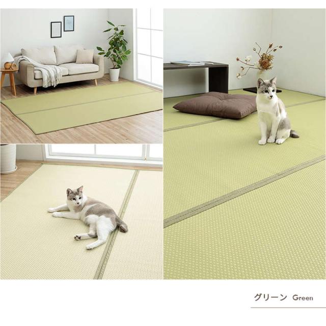 ラグ 洗える ペット対応 い草風カーペット 江戸間 10畳 435×352cm 防ダニ 畳の上敷き リバーシブル 日本製