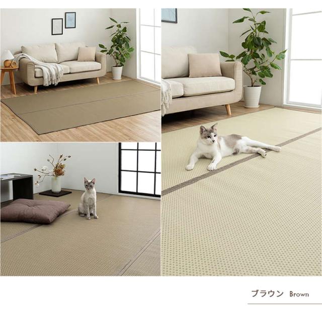 ラグ 洗える ペット対応 い草風カーペット 江戸間 10畳 435×352cm 防ダニ 畳の上敷き リバーシブル 日本製
