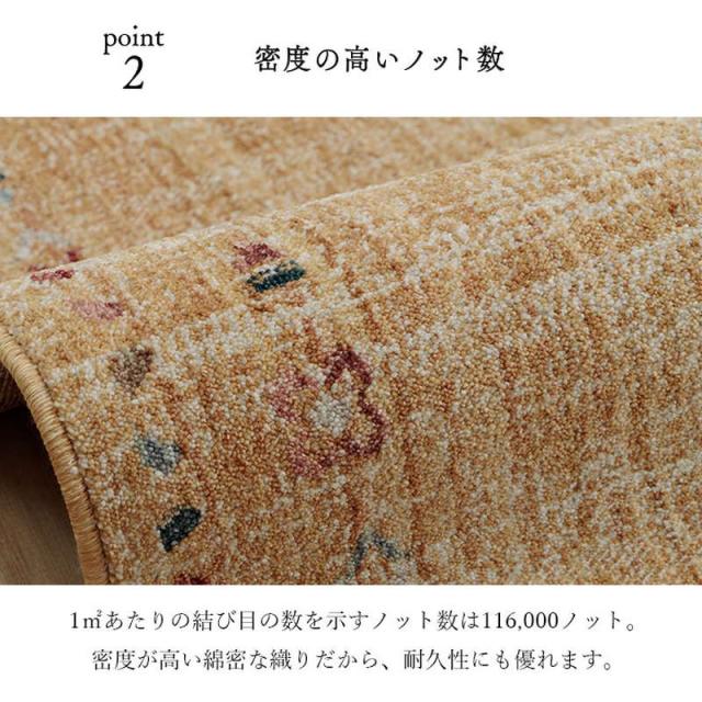 玄関マット ラグマット 屋内 室内用 70x120cm トルコ製 ウィルトン織 エスニック 民族柄 シンプル 抗菌防臭 消臭 ソファー前 ベッドサイド_4