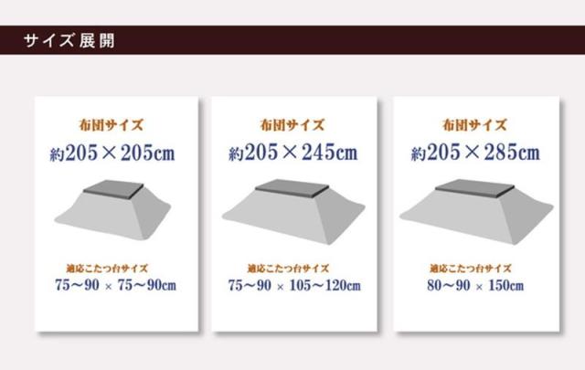 こたつ布団 正方形 厚掛け 205x205cm あかね こたつ布団 ふっくら キルティング ラウンド型 国産 日本製 カジュアル モダン柄 洗える 手洗い_5