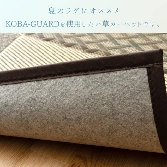 い草ラグ 畳の上敷き カーペット 江戸間 3畳 174x261cm DXモダンチェック 消臭 抗菌 フローリング対応 裏張り付き_1