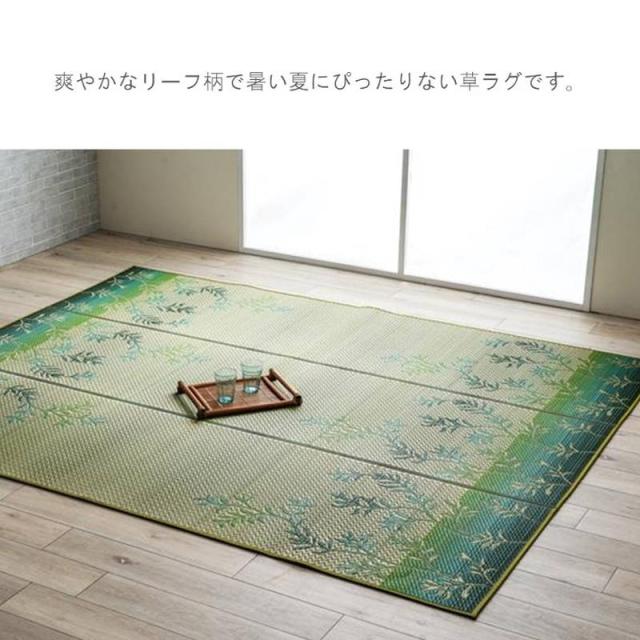 【6月29日17時迄 ポイント10倍】い草ラグ カーペット 敷物 DXラテール 大判 261×352cm リーフ柄 滑り止め付き 熊本県産い草使用 日本製_2