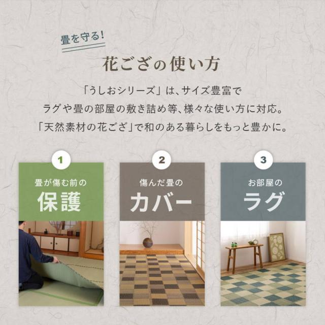 い草引っ敷き 引っ敷き 花ござ 日本の首都間 4.5畳用 格好のいい 和今めかしい 市松柄 うしお 裏貼りあり 和室 畳の上敷き 洋室 フローリング